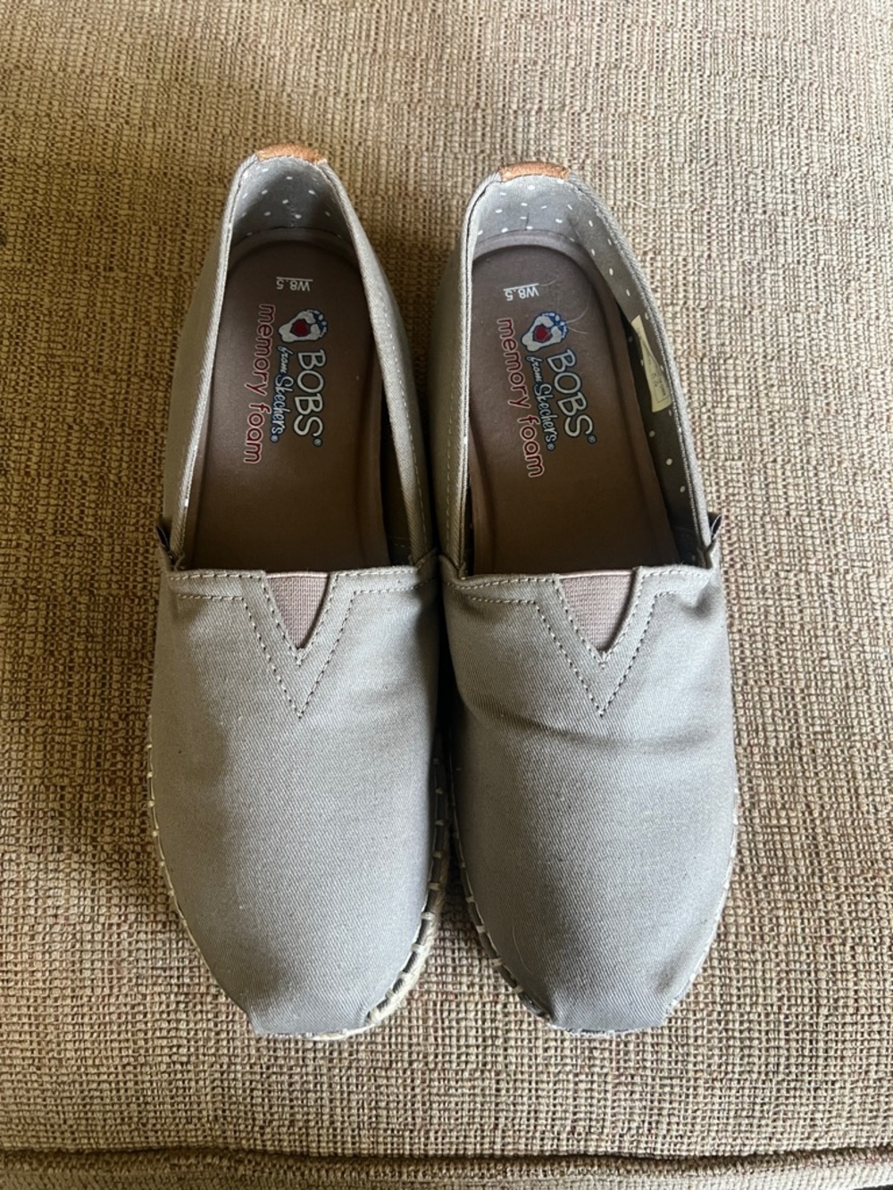Skechers BOBS Slip-On Canvas Flats in Light Taupe Espadrille